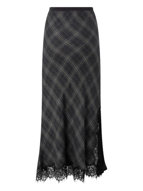 PINKO lace-trimmed checked midi skirt - Black - zdjęcie produktu nr 2