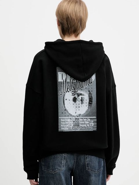 HUGO bluza bawełniana damska kolor czarny z kapturem z nadrukiem 50554966 - zdjęcie produktu nr 1