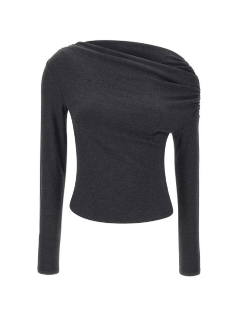 STAUD Philomena draped off-the-shoulder sweater - Grey - zdjęcie produktu nr 1