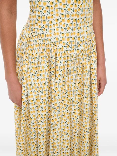 STAUD Dena floral-print midi dress - Yellow