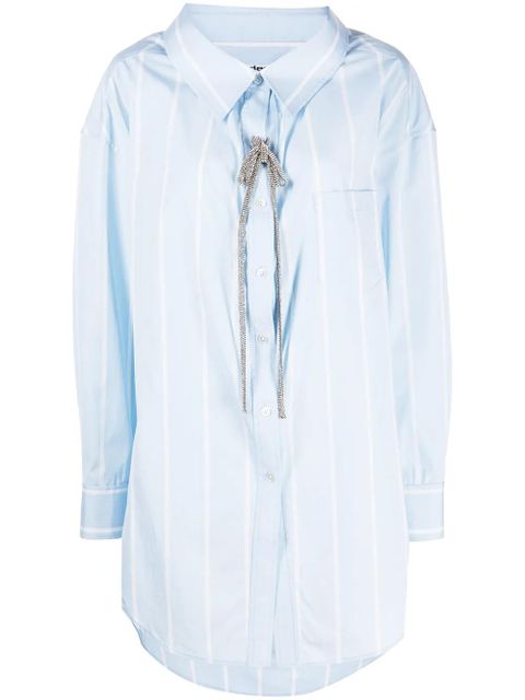 Alexander Wang crystal-embellished striped cotton shirt - Blue - zdjęcie produktu nr 1