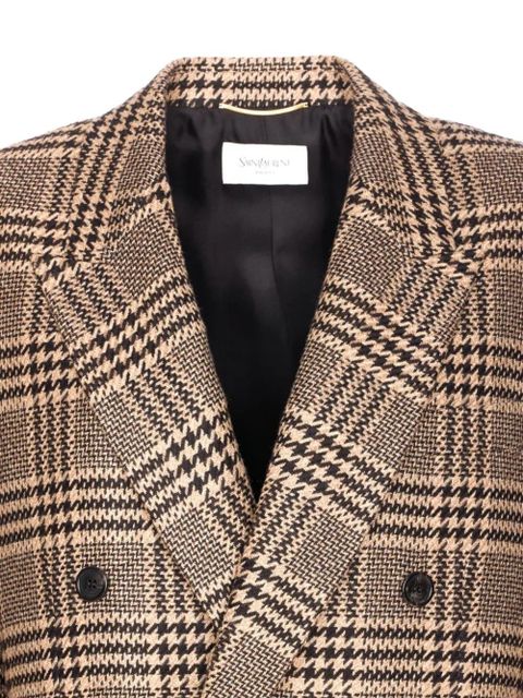 Saint Laurent double-breasted houndstooth blazer - Neutrals