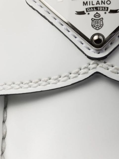 Prada triangle-logo leather loafers - White