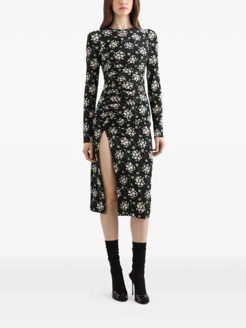 Dolce & Gabbana geranium bouquets-print charmeuse dress - Black - zdjęcie produktu nr 2