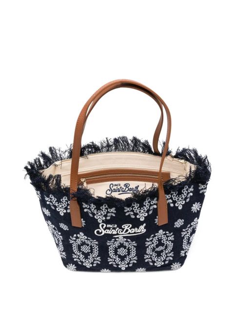 MC2 Saint Barth embroidered-logo fringed shoulder bag - Blue