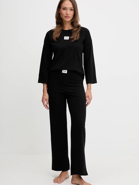 Fila piżama bawełniana damska kolor czarny bawełniana FPW4218 - zdjęcie produktu nr 1