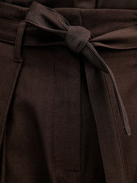 Sisley spodnie damskie kolor brązowy szerokie high waist 4ETSLF082