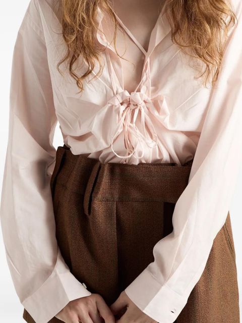 Prada lace-up cotton shirt - Pink