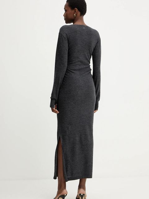 Marella sukienka wełniana kolor szary maxi dopasowana 2523326025200