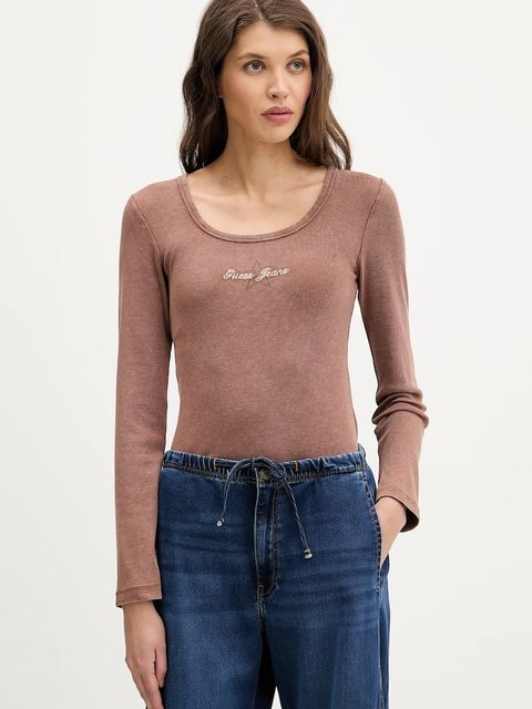 Guess Jeans longsleeve kolor brązowy W6RP24 KA0H1 - zdjęcie produktu nr 1