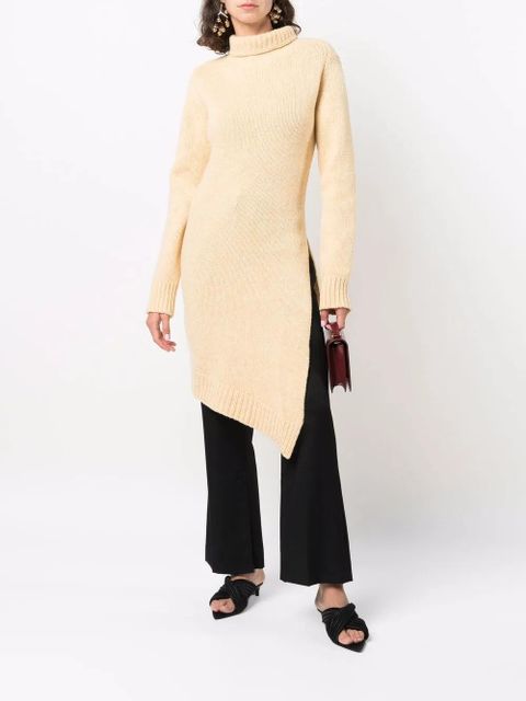 Jil Sander asymmetric-hem roll neck jumper - Yellow