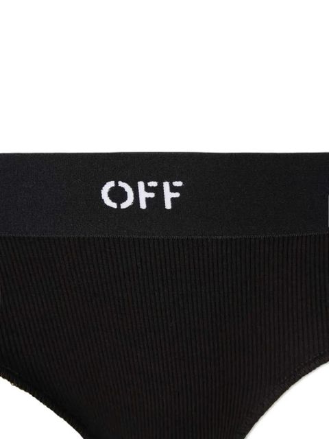 Off-White ribbed logo-detail cotton thong - Black