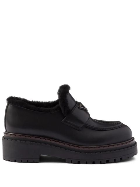 Prada shearling leather loafers - Black - zdjęcie produktu nr 1