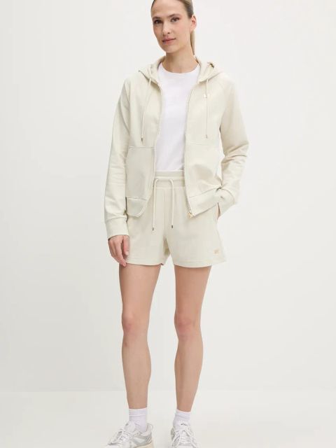 EA7 Emporio Armani szorty damskie kolor beżowy gładkie medium waist AF13135.7W000079