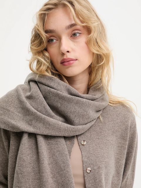 Answear.LAB kardigan z wełny merino z szalem damski kolor brązowy lekki