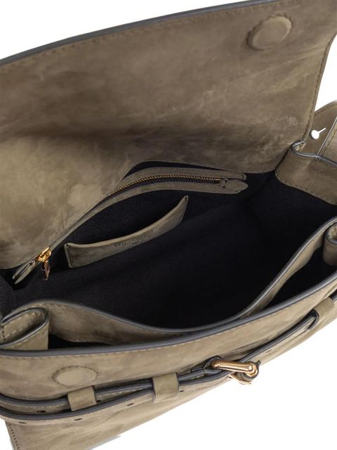 Moschino medium Tie Me suede crossbody bag - Green