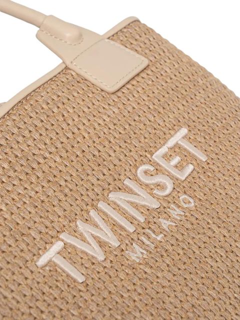 TWINSET raffia tote bag - Neutrals