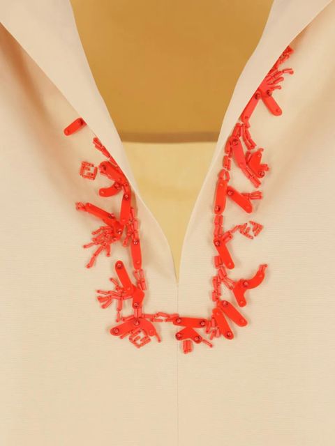 FENDI bead-embroidered cotton dress - Yellow