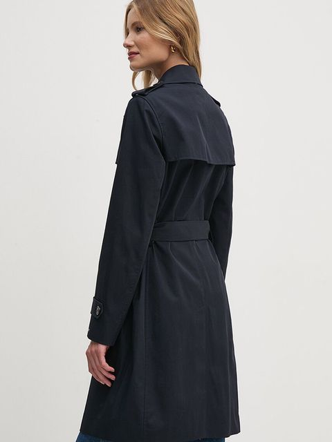 Tommy Hilfiger trencz damski kolor granatowy przejściowy dwurzędowy WW0WW42133