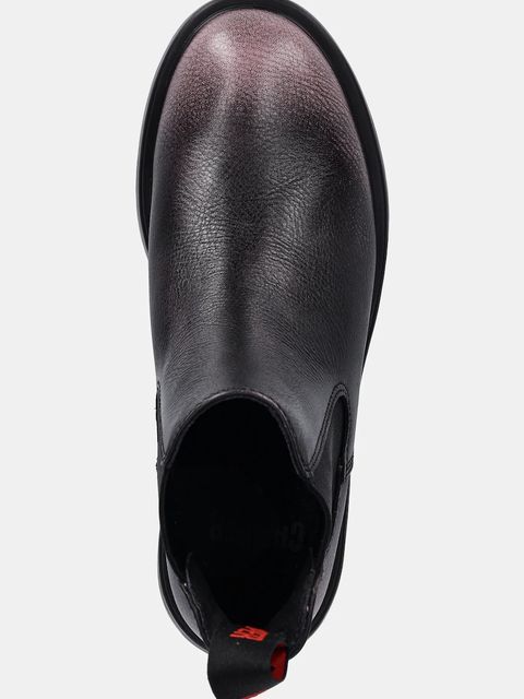 Camper sztyblety skórzane Dean damskie kolor szary na płaskim obcasie K400761-007