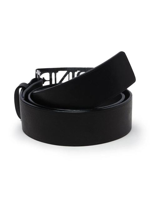 Marine Serre logo-buckle leather belt - Black