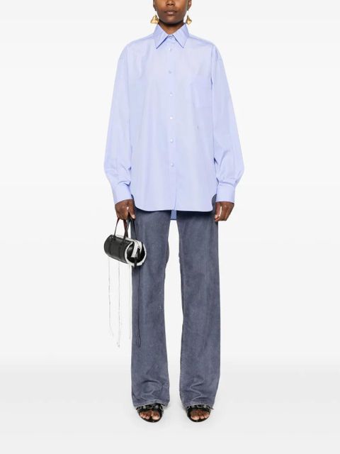 Moschino logo-embroidered shirt - Blue - zdjęcie produktu nr 2