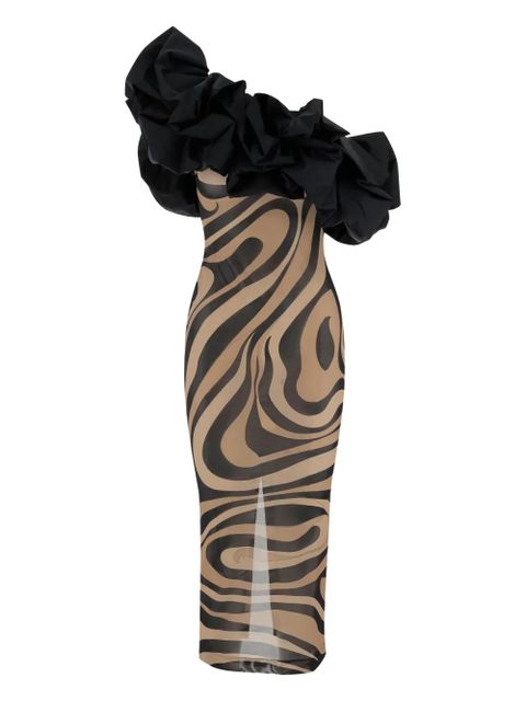 PUCCI marmo-print one-shoulder dress - Neutrals - zdjęcie produktu nr 1