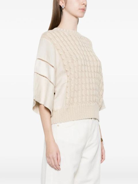 Max Mara cable-knit panelled sweater - Neutrals
