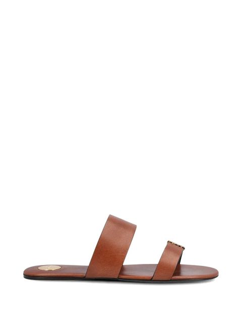 Saint Laurent Babylone double-strap logo-detail calfskin sandals - Brown - zdjęcie produktu nr 1