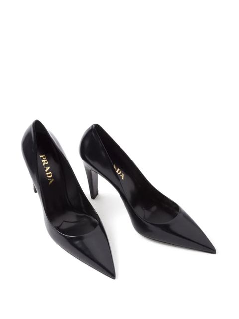 Prada 100mm brushed-leather pumps - Black