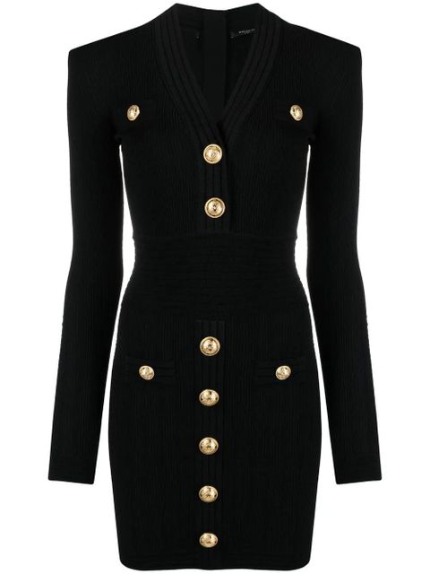 Balmain button-detail ribbed mini-dress - Black - zdjęcie produktu nr 1