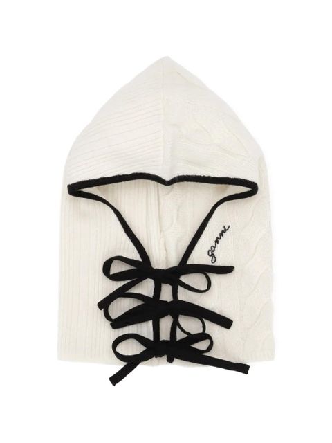 GANNI cable-knit balaclava - White - zdjęcie produktu nr 1
