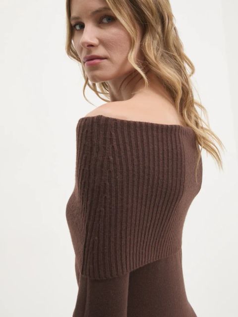 Answear.LAB sukienka kolor brązowy maxi dopasowana