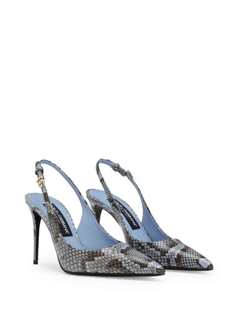 Dolce & Gabbana DNA 90mm snakeskin-effect slingback pumps - Blue - zdjęcie produktu nr 2