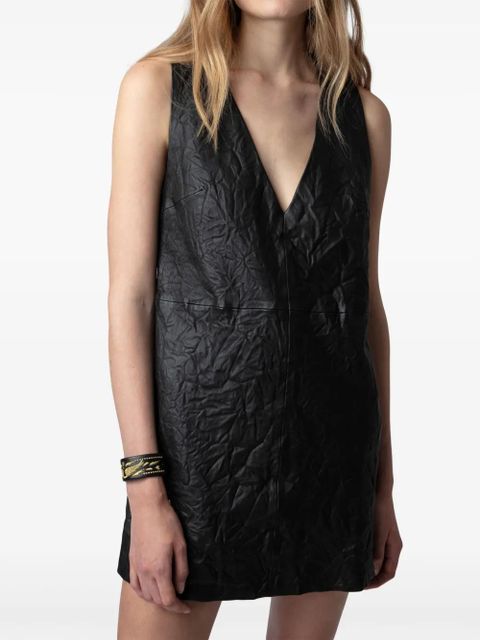 Zadig&Voltaire V-neck leather minidress - Black