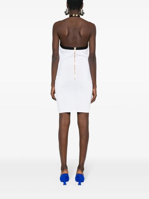 Balmain rose-intarsia halterneck minidress - Black