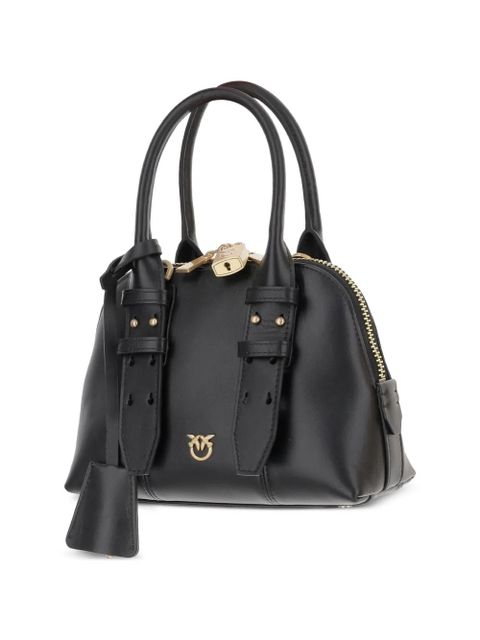 PINKO mini Escape Love Birds padlock leather tote bag - Black