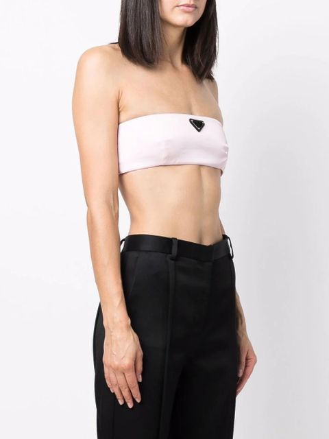 Prada Re-Nylon logo-plaque bandeau top - Pink