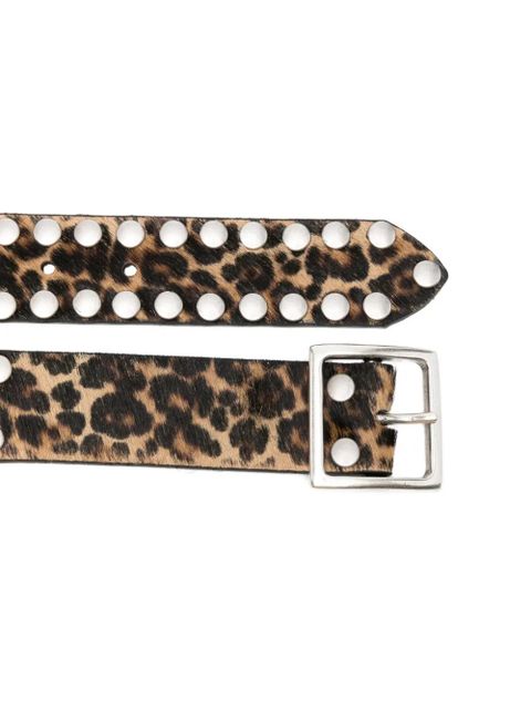 Golden Goose leopard-pattern studded belt - Neutrals