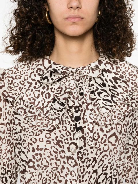 Alessandra Rich leopard-print silk blouse - Neutrals