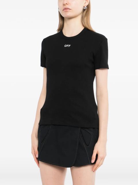 Off-White off stamp ribbed T-shirt - Black