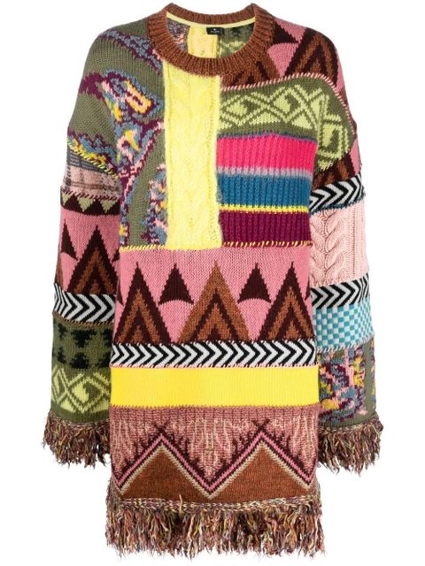 ETRO fringe-detail knitted dress - Green - zdjęcie produktu nr 1