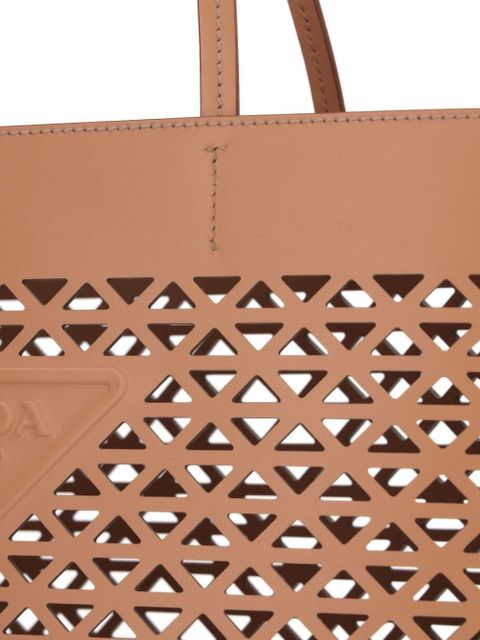 Prada logo-perforated tote bag - Neutrals