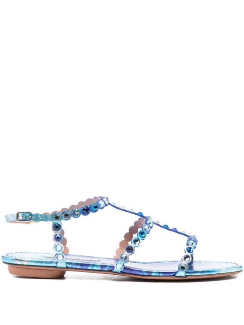 Aquazzura Tequila crystal-embellished leather sandals - Blue - zdjęcie produktu nr 1