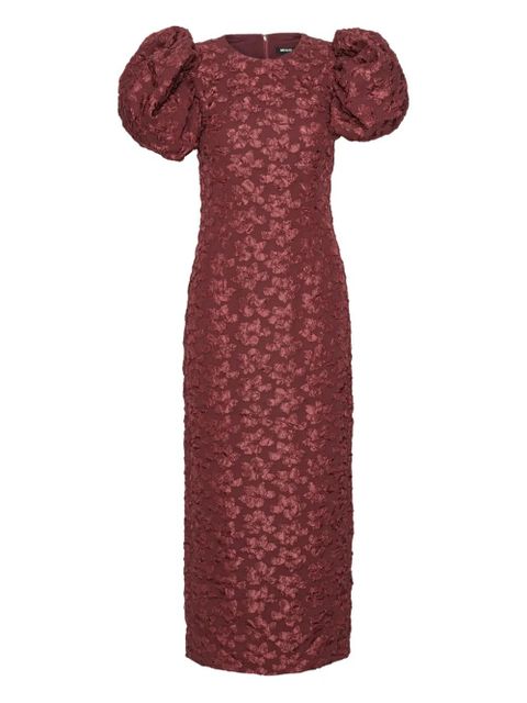 ROTATE BIRGER CHRISTENSEN puff-sleeve jacquard midi dress - Red - zdjęcie produktu nr 1