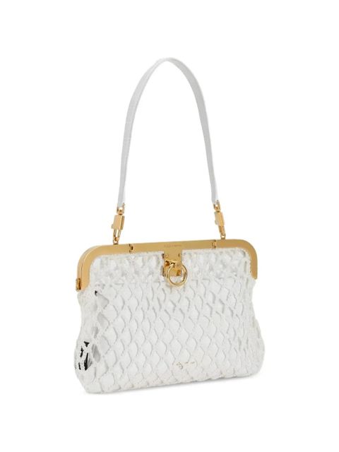 Dolce & Gabbana Amanda handbag in mesh and palmellato calfskin - White