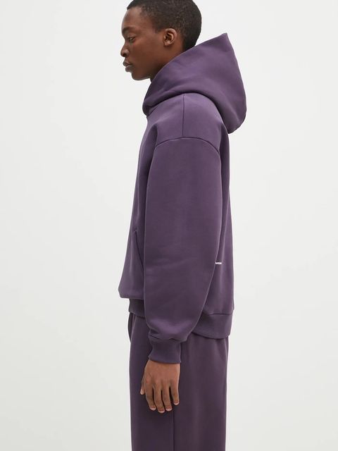 Pangaia bluza bawełniana kolor fioletowy z kapturem z nadrukiem 10001740 - zdjęcie produktu nr 2