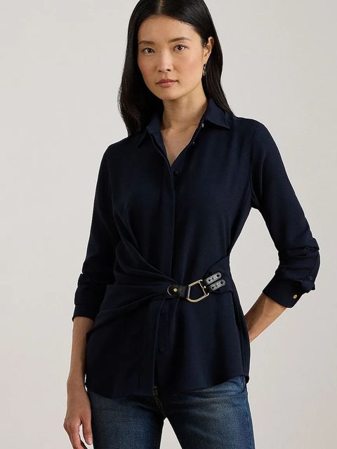 Lauren Ralph Lauren koszula damskie kolor granatowy regular z kołnierzykiem klasycznym 200P03577 - zdjęcie produktu nr 1