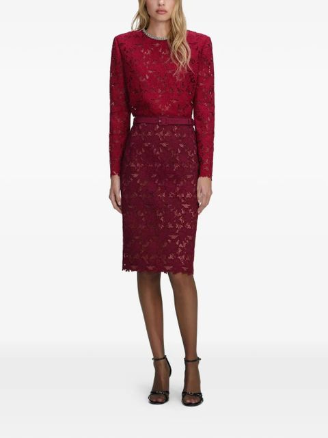 Self-Portrait lace midi dress - Red - zdjęcie produktu nr 2