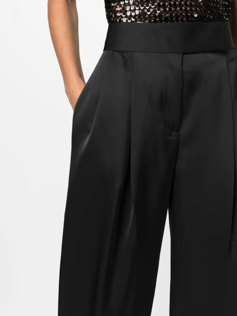 The Attico tailored wide-leg satin trousers - Black